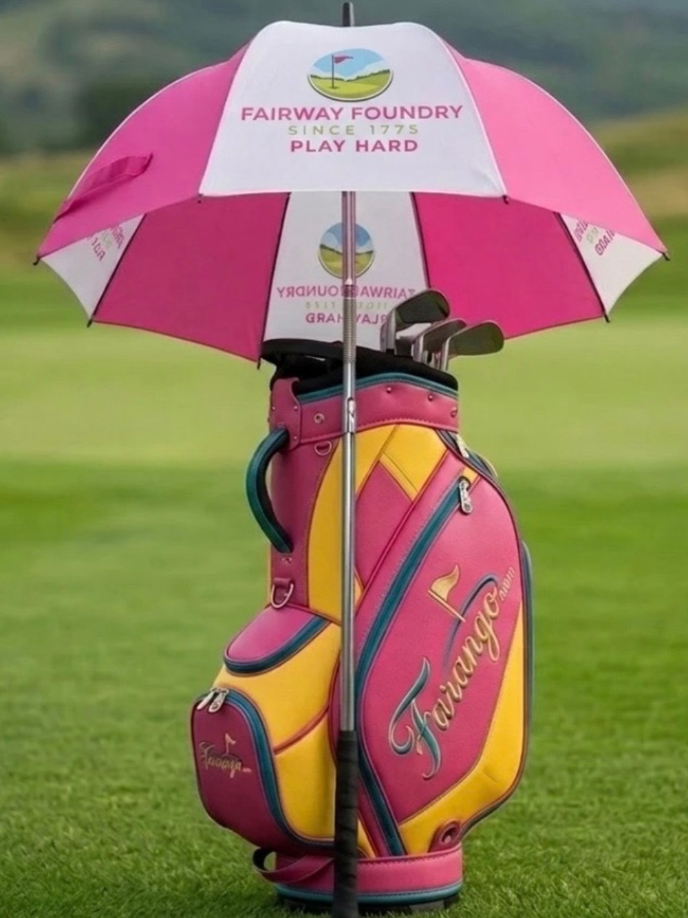 Golf Umbrella Pink and White by Fairway Foundry